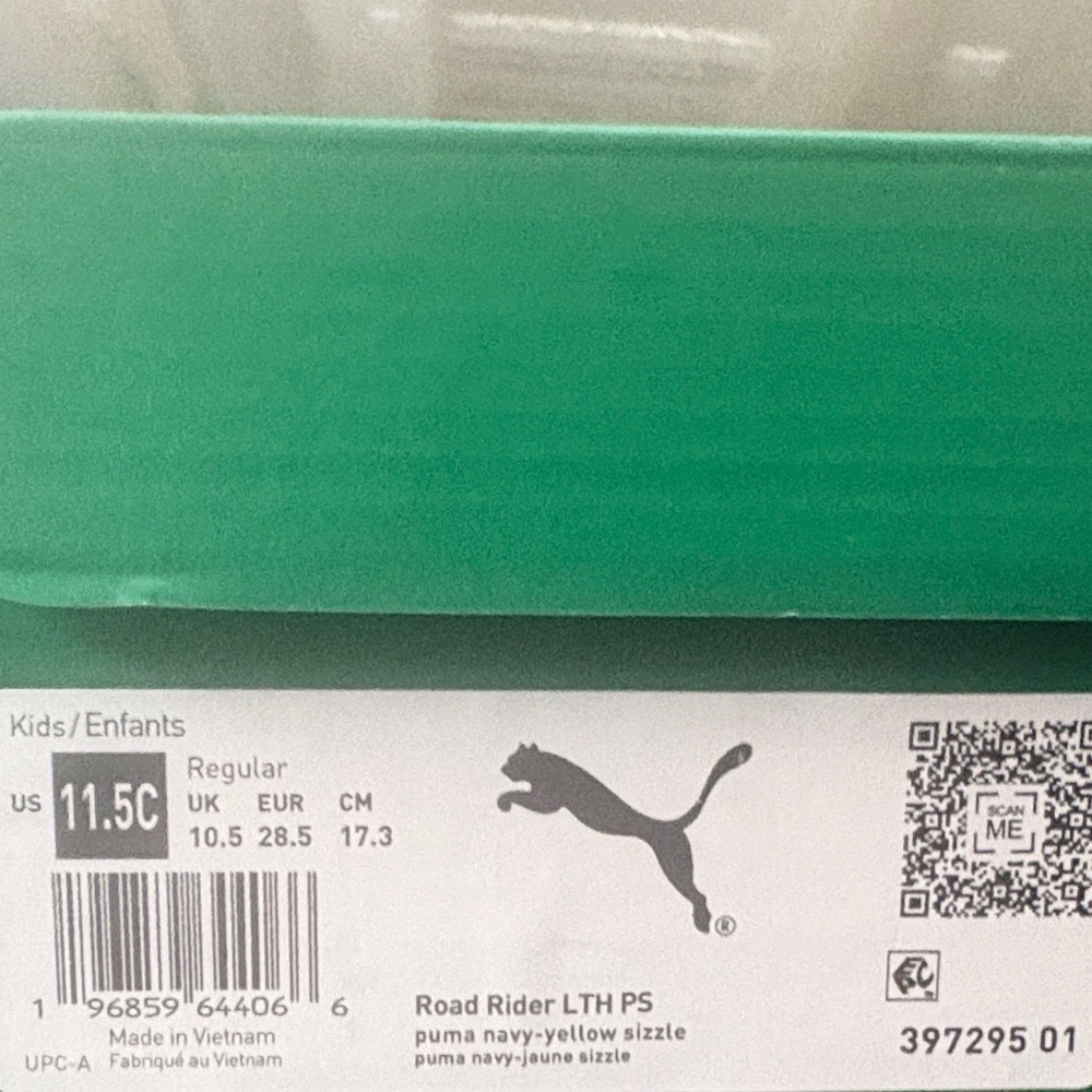 Puma Kids' Vibrant Navy Green and Yellow Sneakers
